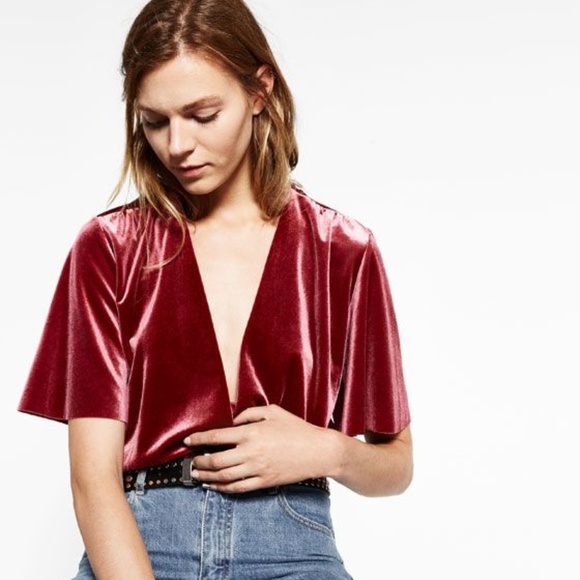 Zara Tops - Zara Velvet Bodysuit